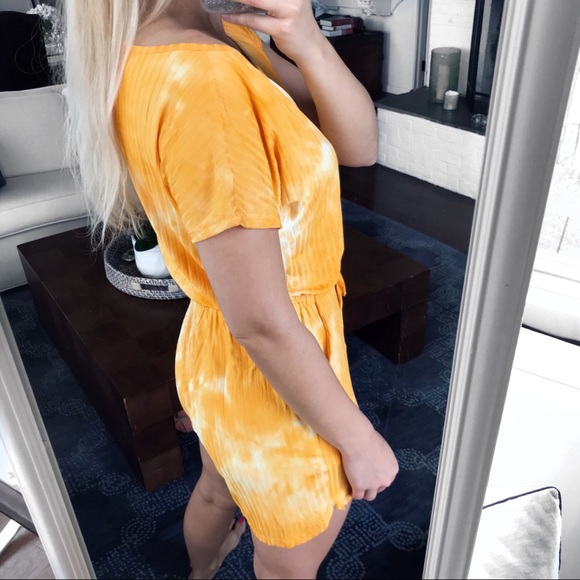 🟠 ORANGE TIE-DIE RIBBED ROMPER! - Picture 5 of 10